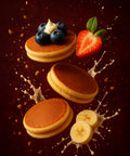 Fluffy American-style pancakes topped with blueberries, cream, banana and strawberry from Hannah’s Kitchen Cork.