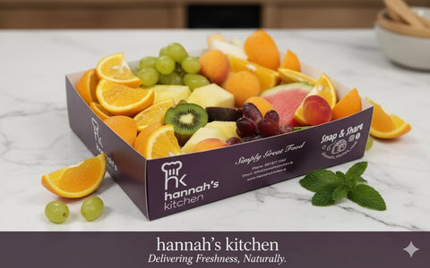 Fresh fruit platter with oranges, kiwi, grapes and watermelon from Hannah’s Kitchen Cork.