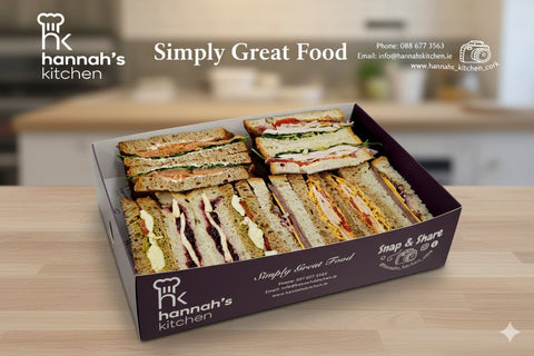Gourmet sandwich platter with a variety of premium fillings from Hannah’s Kitchen Cork.
