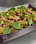 Wholesome couscous and mixed bean salad with spinach, chickpeas, and olives, drizzled with dressing – Hannah’s Kitchen Cork catering