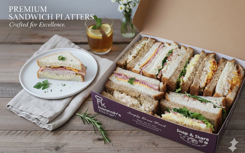 Deluxe premium sandwich platter with assorted meats, cheese, and salad from Hannah’s Kitchen Cork.