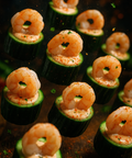 King prawn cocktail cups with cucumber bases and spiced cocktail sauce. Handmade by Hannah’s Kitchen Cork